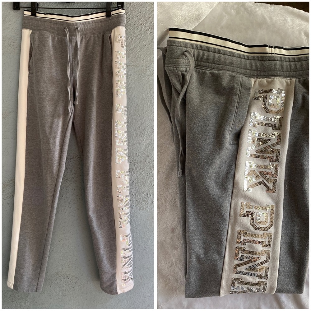 EUC Victoria’s Secret PINK Sequined Everyday lounge Drawstring Pants Size XS